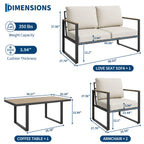 Modern 4-Piece Patio Furniture Set Outdoor Conversation Sectional Sofa With Coffee Table Thick Washable Cushions For Lawn Deck
