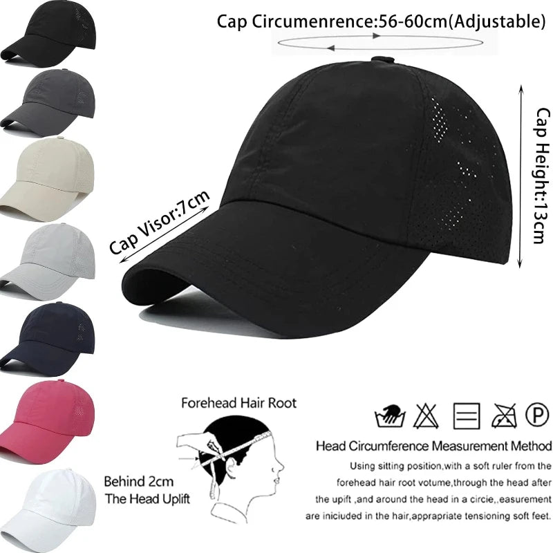 Quick Drying Trucker Hats 1pc Womens Criss Cross Ponytail Baseball Cap Adjustable High Messy Bun Ponycap Unisex Adult