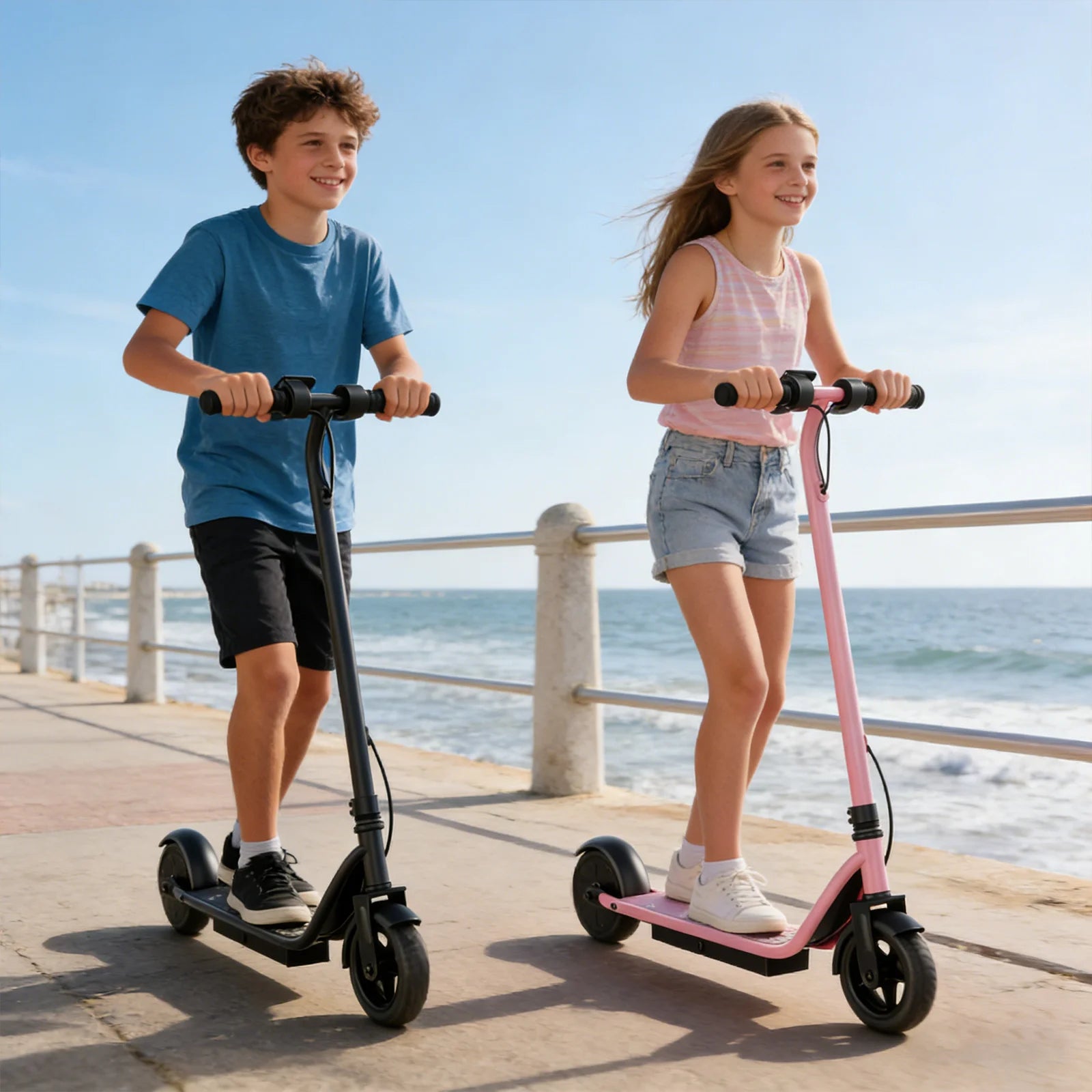 6.5‘’ Electric Scooter for Kids - 3/6/9MPH Three Speed Modes & 10Mile Max Range, 250W Motor, Solid Tires Commuter E-Scooter