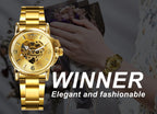 WINNER Fashion Elegant Skeleton Automatic Mechanical Watch for Women Luminous Hands Stainless Steel Strap Business Ladies Watches
