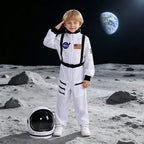 Kids White Astronaut Jumpsuit Space Flight Suit Boys Girls Cosplay Costume Halloween School Stage Role Play Spaceman Outfits