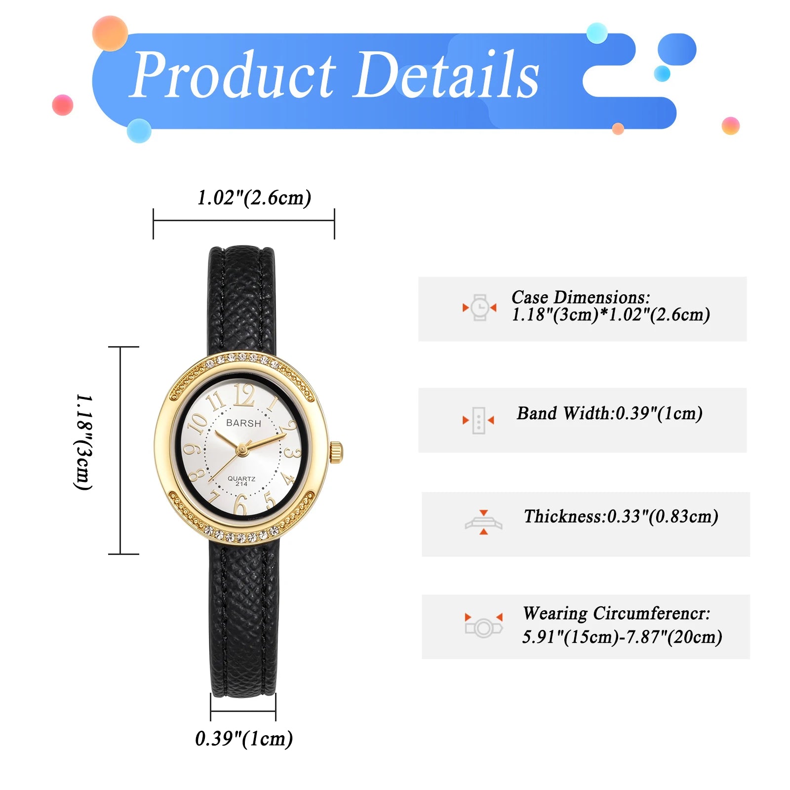 Women's Small Dainty Oval Watch Rhinestone Crystal Studded Bezel PU Leather Band Strap Analog Quartz Wristwatch Arabic Numeral Black Red Dial Vintage Luxury Fashion Mini Cute Ladies Elegant Gift Birthday Christmas All Seasons