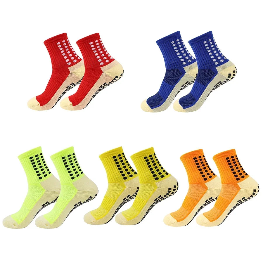 1/5/10/20 Pairs Unisex Mid Calf Sports Socks Silicone Anti Slip Dots Football Basketball Yoga Athletic Socks For Men
