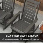 2 Outdoor Rocking Chairs, HDPE High Back Patio Rockers, Dark Gray