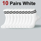 6/10/20 Pairs Men Women Striped Round Neck Socks Spring Autumn Breathable Odor Proof Sweat Absorbing All-Season Casual Socks