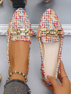 Pink Bowknot Pointed Toe Slip-On Flats For Women Comfortable Casual Summer Shoes