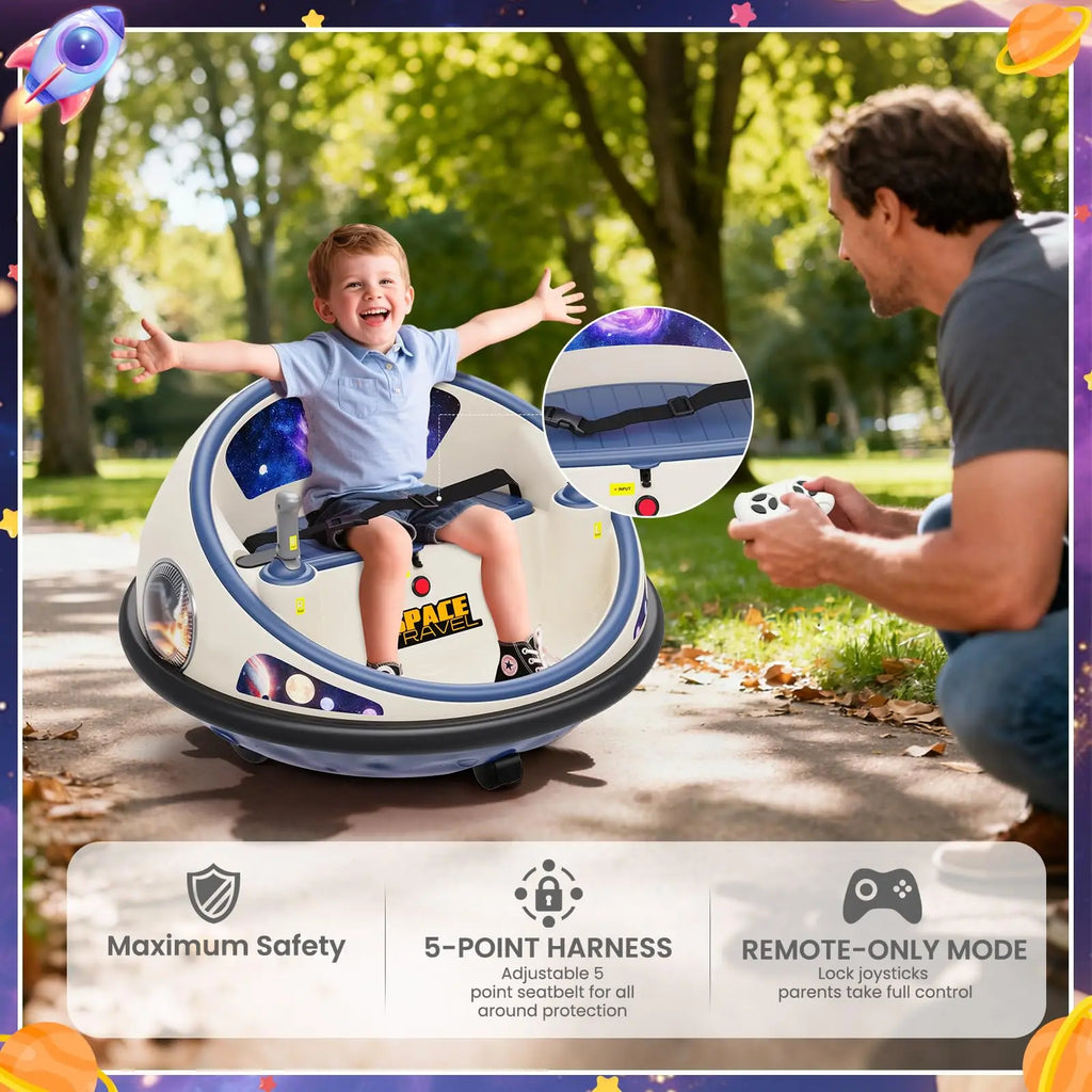 12V Kids Electric Bumper Car With Remote Control, 360° Spin, LED Light, Soft Bumpers, Rechargeable Ride-On Toy For Indoor Outdoor