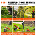SucceBuy 43CC 6-in-1Multi-Functional Trimming Tools Gas Hedge Trimmer Weed Eater String Trimmer Brush Cutter Edger Pole Chainsaw
