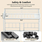 Sturdy Triple Bunk Bed - 3 Twin Beds with Railings & Ladder, Metal Frame, Suitable for Teens & Adults, White