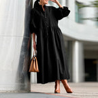 Plus Size 5XL VONDA Elegant Party Wedding Dress Women Autumn 3/4 Lantern Sleeve Pleated Maxi Sundress Casual Fashion Long Robe