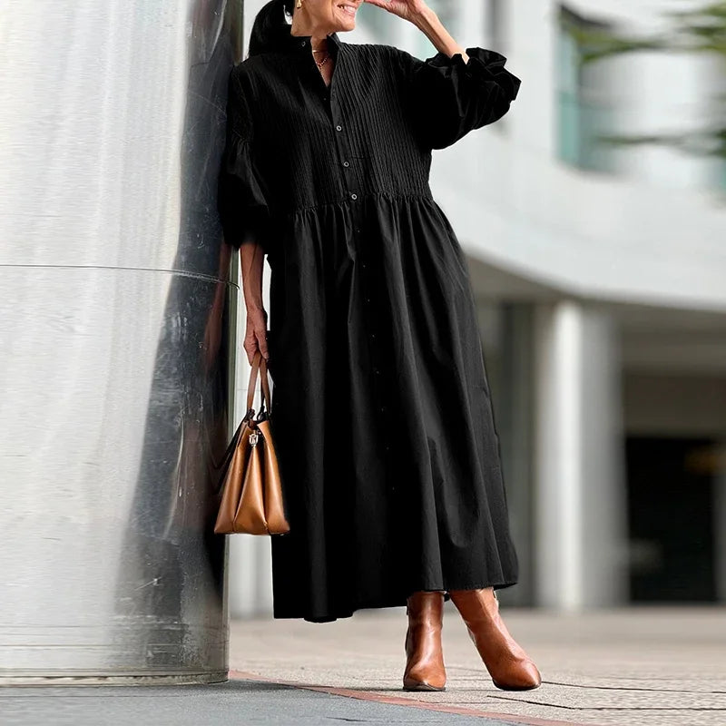 Plus Size 5XL VONDA Elegant Party Wedding Dress Women Autumn 3/4 Lantern Sleeve Pleated Maxi Sundress Casual Fashion Long Robe