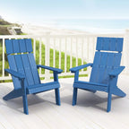 Modern Adirondack Chairs Set of 2, Navy Blue Plastic Adirondack Chair, High Back Poly Adirondack Fire Pit Chairs, Customized
