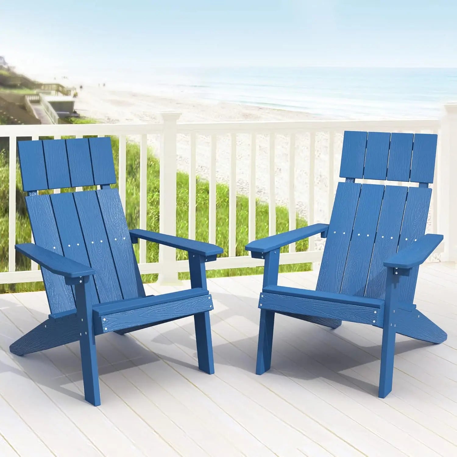 Modern Adirondack Chairs Set of 2, Navy Blue Plastic Adirondack Chair, High Back Poly Adirondack Fire Pit Chairs, Customized