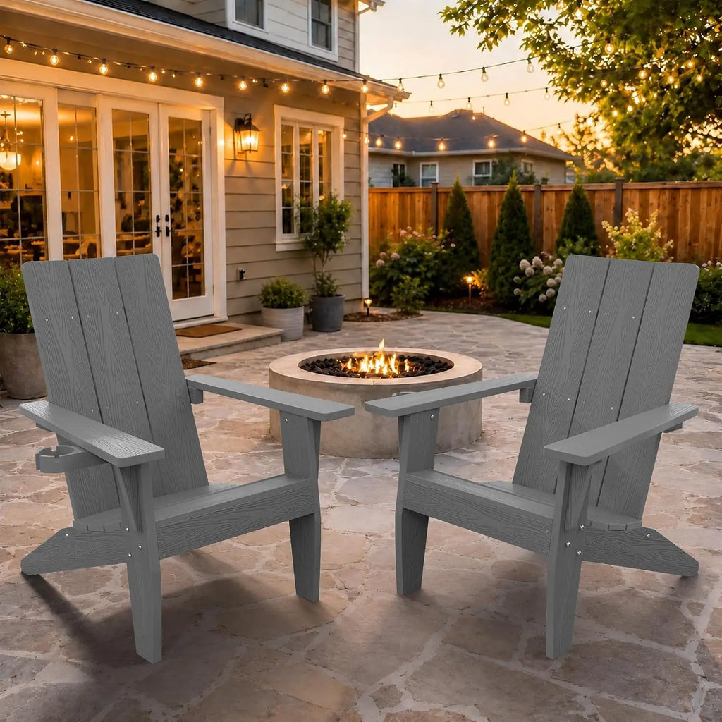 Adirondack Chairs Set of 2 Outdoor: 450lb Capacity&33in Tall Backrest Oversized Modern Adirondack Chairs -, Customized