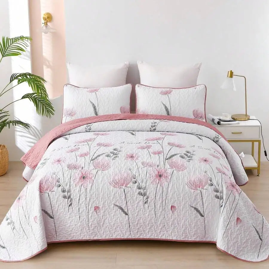 3 Pieces  Yellow Flower Quilt Set Twin Full Queen King Size, Paisley Patchwork Plaid Bedspread Bedding Sets  Coverlet Set.
