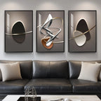 Large Framed Modern Wall Art for Living Room, 3 Piece Black and White Abstract Contemporary Pictures Artwork Decor, Geometric Luxury Bright Style Prints Paintings for Hallway and Office 24x36 Inch