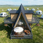 Customized A-Frame Wooden Cottage Custom Design Prefabricated Triangle Tiny House Fire-Resistant Spacious Living Outdoor Hotel