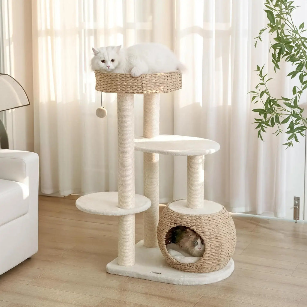 Indoor Cat Tree for Kittens, Natural Sisal, Hand - Woven Condo, 39\