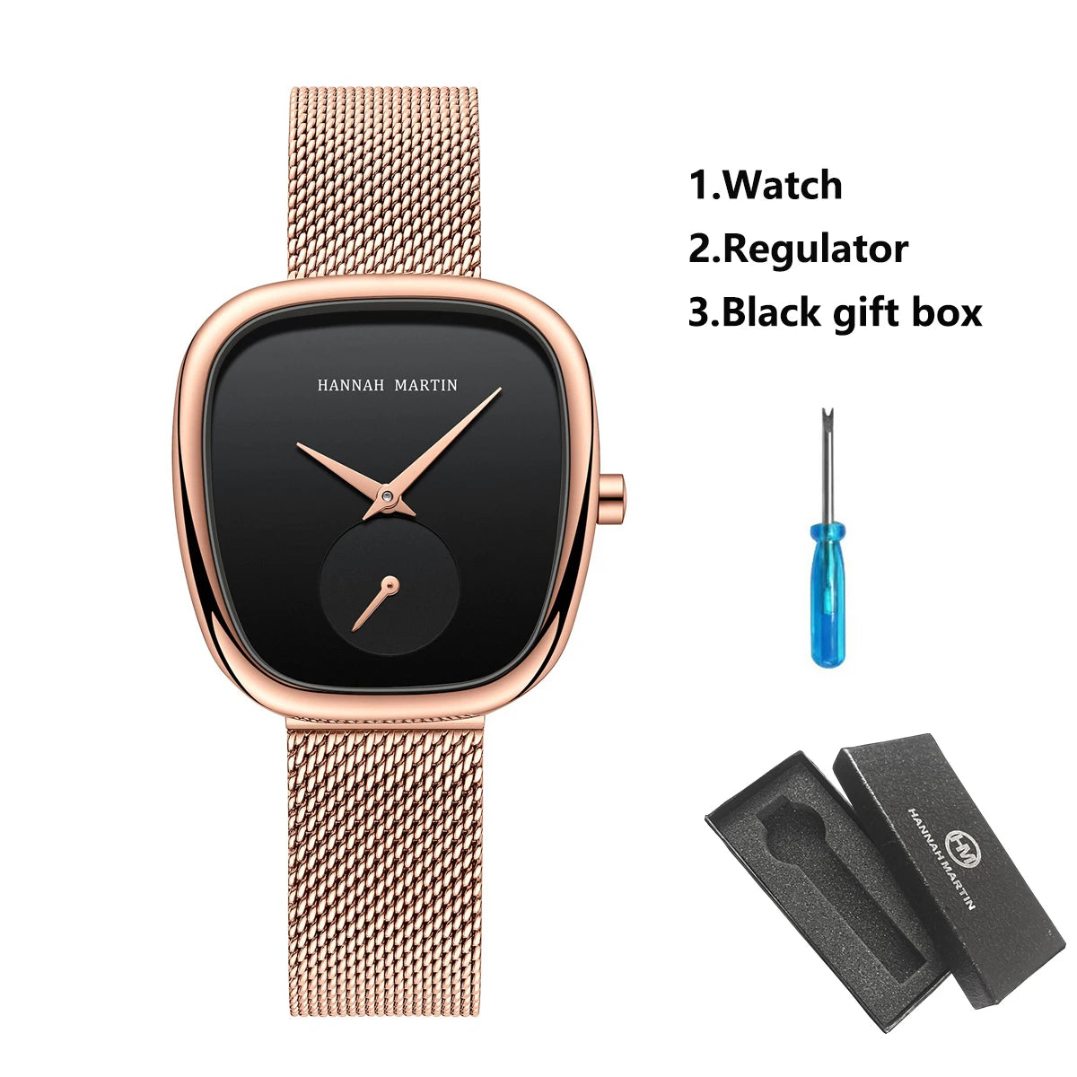US Local Shipping Women's Watch Oval Rose Gold Case 34mm White Minimalist Dial Original Clock Quartz Movement, Creative Sub Dial, Stainless Steel Mesh Belt, Daily Matching, Work Commuting, Women Jewelry Watch