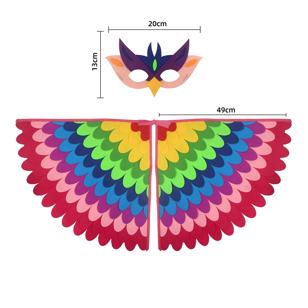 Cute Owl Wings Costume Animal Peacock Pattern Felt Cloak With Matching Mask Performance Props Halloween Carnival Cosplay Cape halloween costumes for women my hero academia superman costume adults haikyuu cosplay