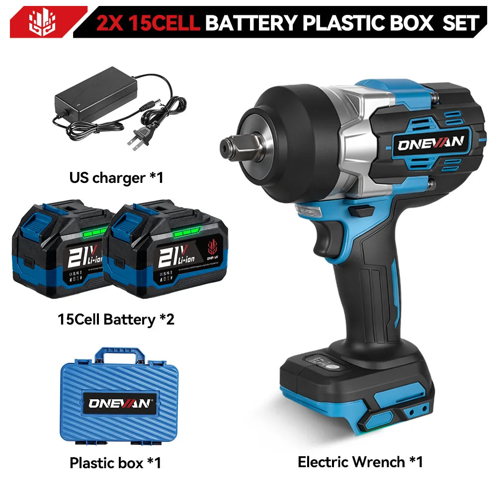 ONEVAN 2800N.M High Torque Brushless Electric Wrench Cordless 1/2 Inch Screwdriver Impact Drill Tool For Makita 18V Battery Pin