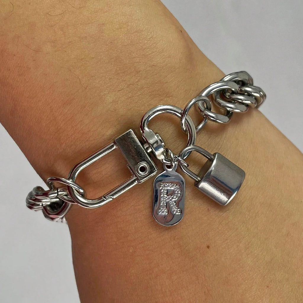 1 Pc Silver Oval Bracelet With A-Z26 Letter Necklace, Unique And Exquisite Style, Suitable For Festivals And Daily Wear