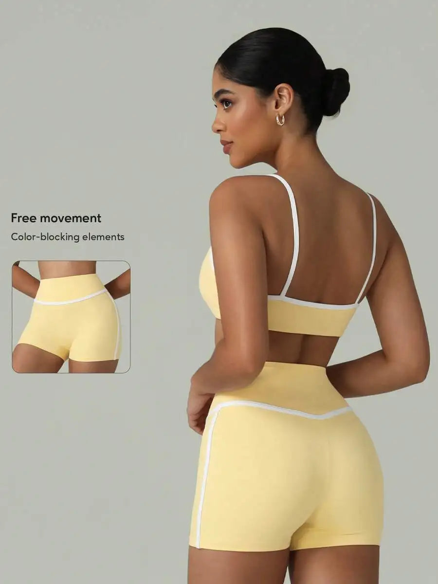 2 PCS Women Sports Bra And Shorts Set For Yoga Running