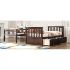 Espresso Twin Over Twin Bunk Bed with Storage Drawers, Convertible Design