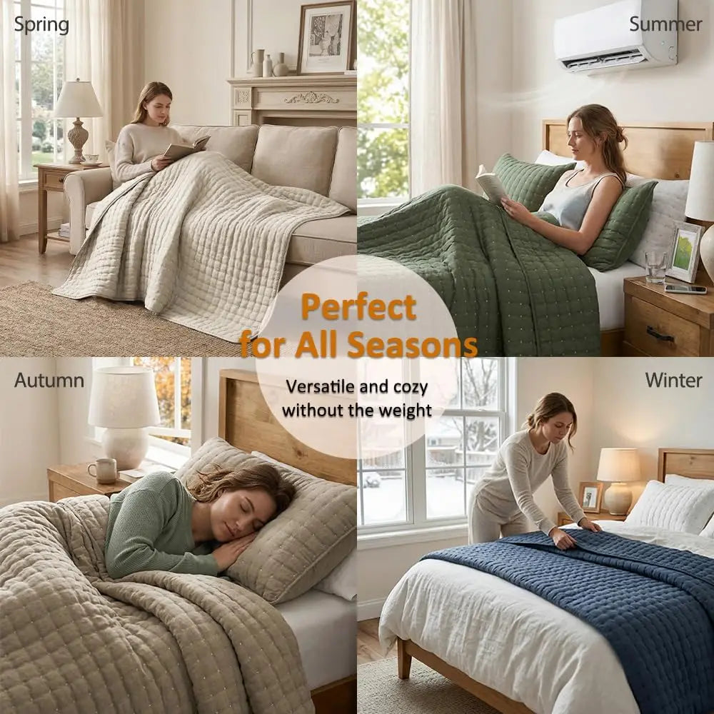 Luxury Cross-Stitch Design Quilt Bedding Set Lightweight Soft Summer Bedspread All-Season Quilted Coverlet with 2 Pillow Shams Twin Queen King California King Size Bed Covers