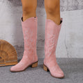 Western Cowboy Boots for Women - Knee High Wide Calf Cowgirl Boots with Classic Embroidered, Suede denim boots,Slip On Pointed T