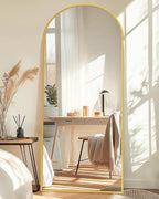 Full-Length Floor Mirror with Stand, 58"x18" Arched Style Full Body Standing Mirror for Bedroom, Living Room, Gym,, Customized