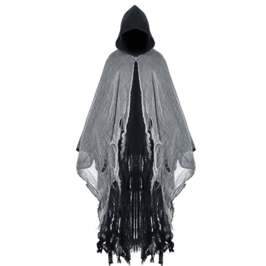 Halloween Grim Reaper Costume Medieval Renaissance Hooded Cloak Wizard Robe for Adult Halloween Cosplay