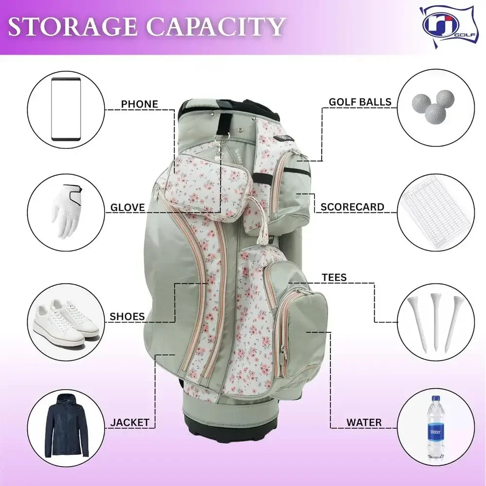 14-Way Divider Top Women's Deluxe Golf Bag - Stylish Cart Bag for Ladies