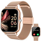 Full Touchscreen Smartwatch for Men and Women, Wireless Bluetooth for Making/answering Calls, 100+ Sports Modes, Weather, Stopwatch, Timer, Alarm Clock, Alloy Case, Stainless Steel Strap, Stylish and Minimalist Design, Compat