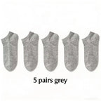 5 Pairs Women's Summer No-Show Socks - Breathable Cotton Low-Cut Socks, 3 Solid Colors for Effortless Outfits & Cool Comfort