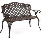 42.5 Outdoor Metal Garden Bench, Antique Irish Style, Cast Iron & Aluminum, Seats 2-3