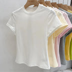Zjaiss 2026 O-Neck Summer Sexy Basic Solid Short Sleeve T-Shirt Women Casual Korean Streetwear Tee