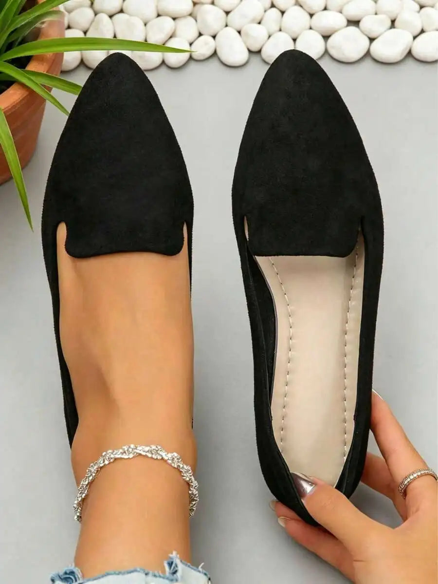 Pink Bowknot Pointed Toe Slip-On Flats For Women Comfortable Casual Summer Shoes