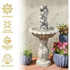42-Inch Outdoor LED-Illuminated Water Fountain for Garden, Patio, and Decks